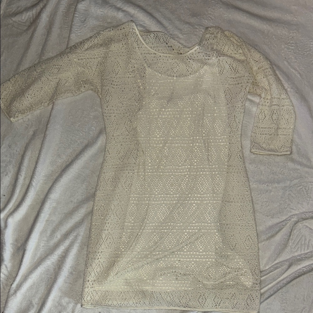 Express Cream Lace Mini Dress